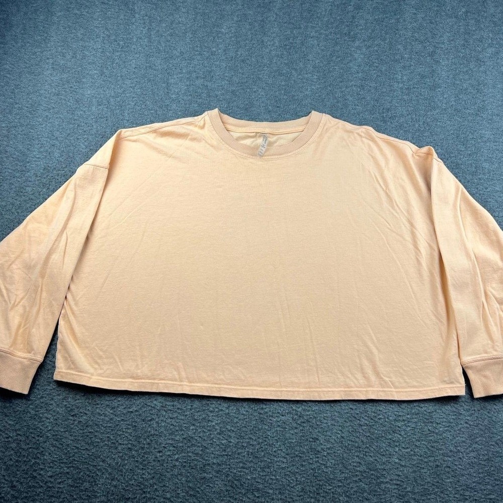 Calvin Klein Performance Women's XXL Peach Logo Tape Sleeve Top Long Sleeve Boxy
